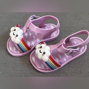 Mini Melissa Rainbow Cloud Sandals Jelly Toddler Baby Girls Size 5 Pink EUC
